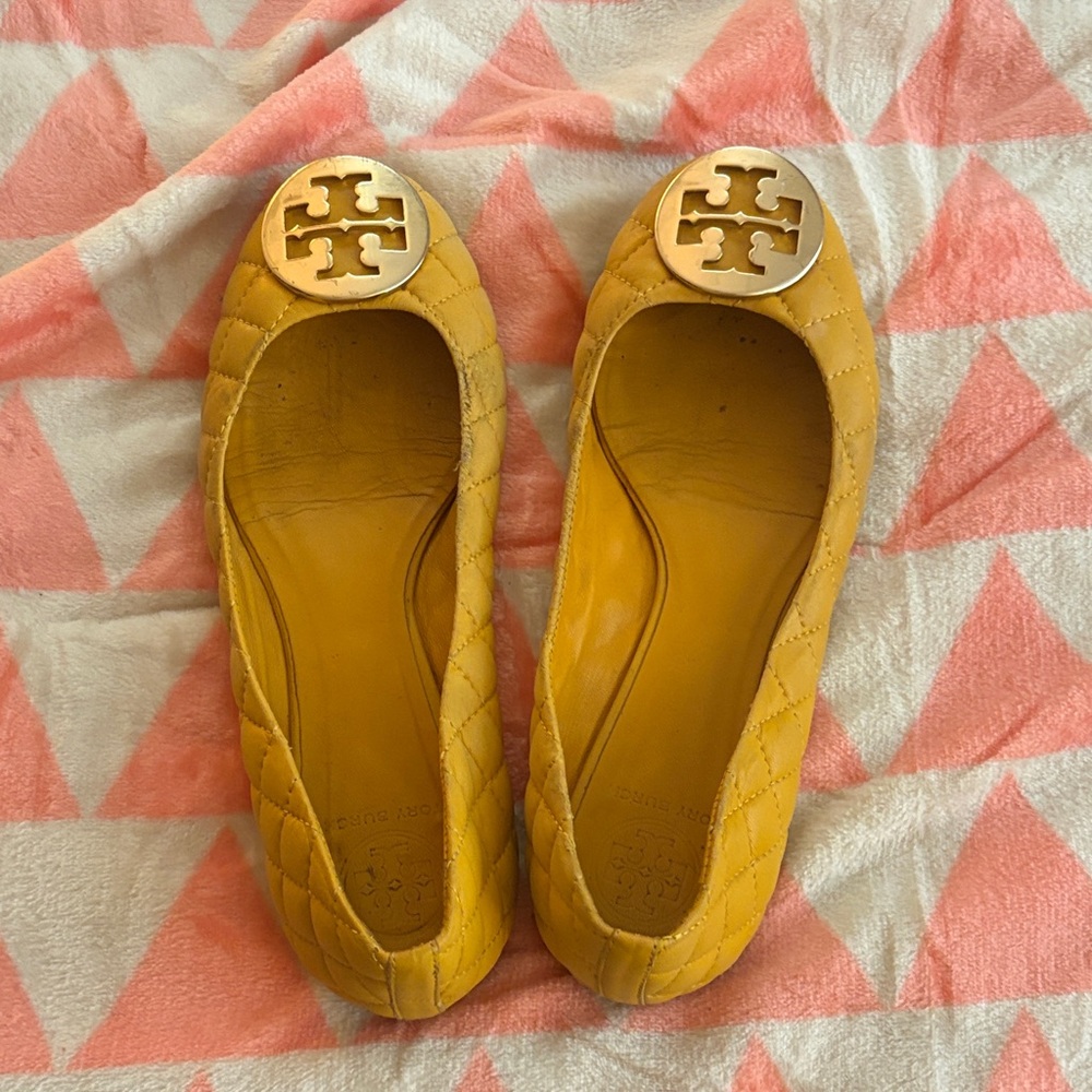 Tory Burch Mustard Quilted Flats